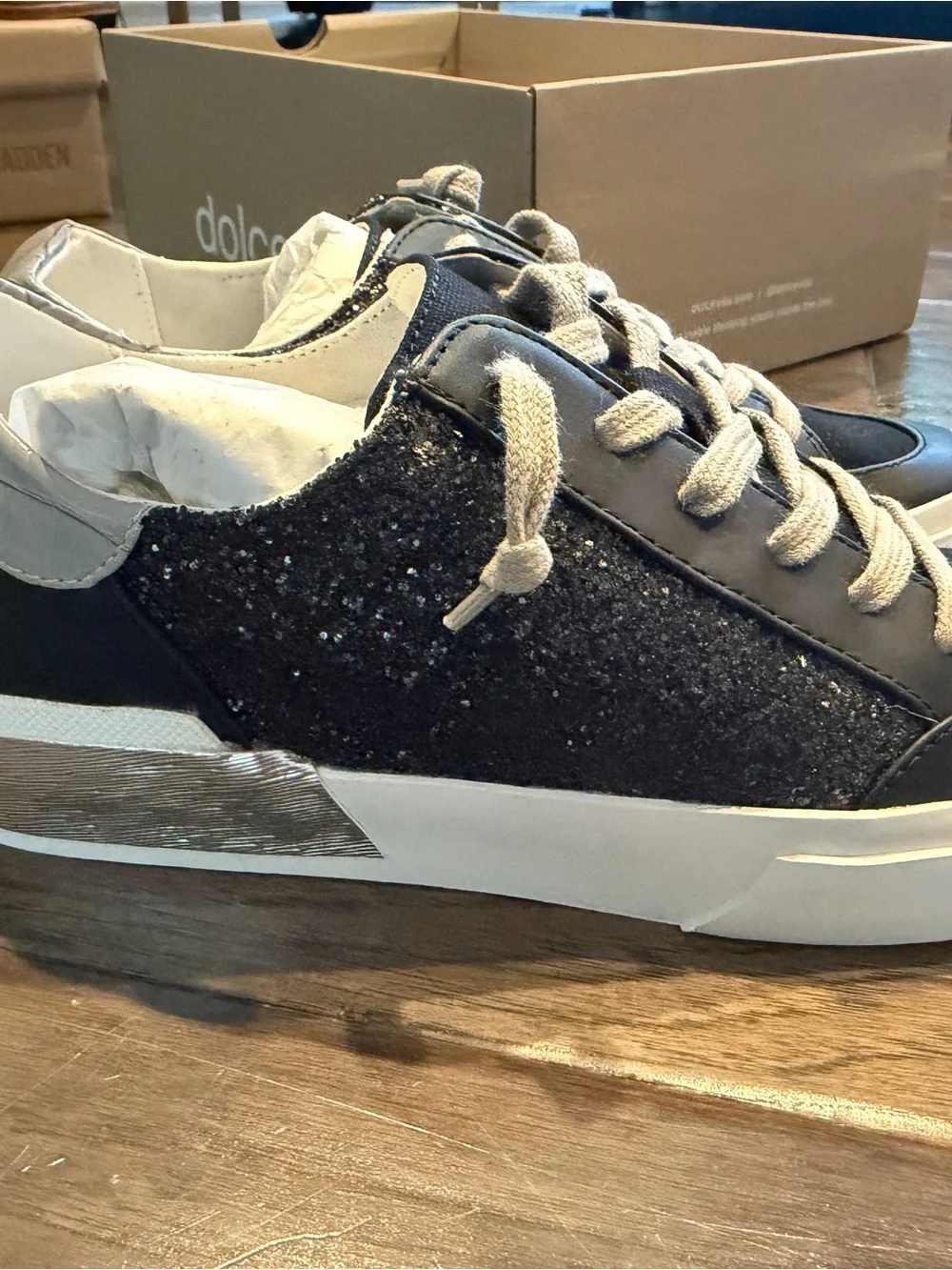 Dolce Vita Black Glitter Low-Top Sneaker